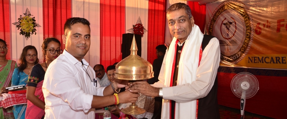 VC sir is felicitated by Dr Apurba Talukdar (Vice-Principal, NIPS)